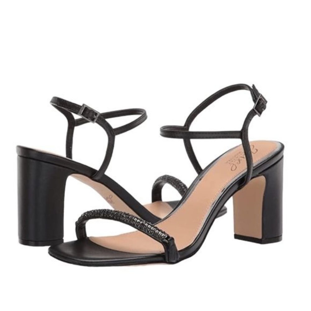 Jewel Badgley Mischka Charlee Block Heel Sandal in‎ Black Size 9